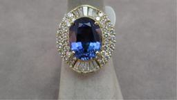 14K y/g 14X11 Tanz. and 2.25ct t.w. diamond ring