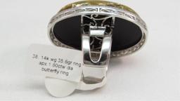 14K w/g 40X28mm 1.60ct t.w. Diamond Butterfly Ring