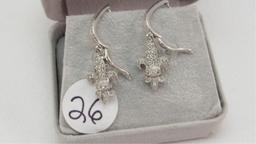 14K w/g fleur de lis diamond earrings, .50ct. t.w