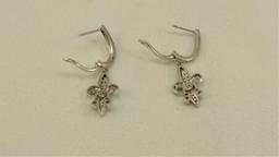 14K w/g fleur de lis diamond earrings, .50ct. t.w