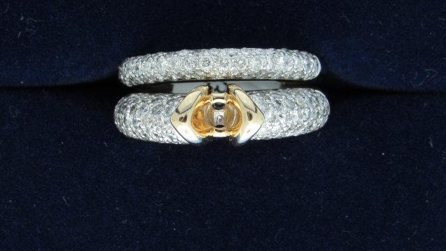 14K w/y/g 1.33ct. t.w. diamond pave wedding semi