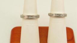 Pair of Estate Platinum Square Diamond Bands,