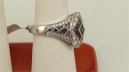 18K w/g Vintage Sapphire & Diamond Ring with