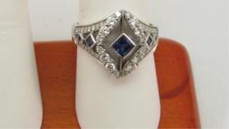 18K w/g Vintage Sapphire & Diamond Ring with