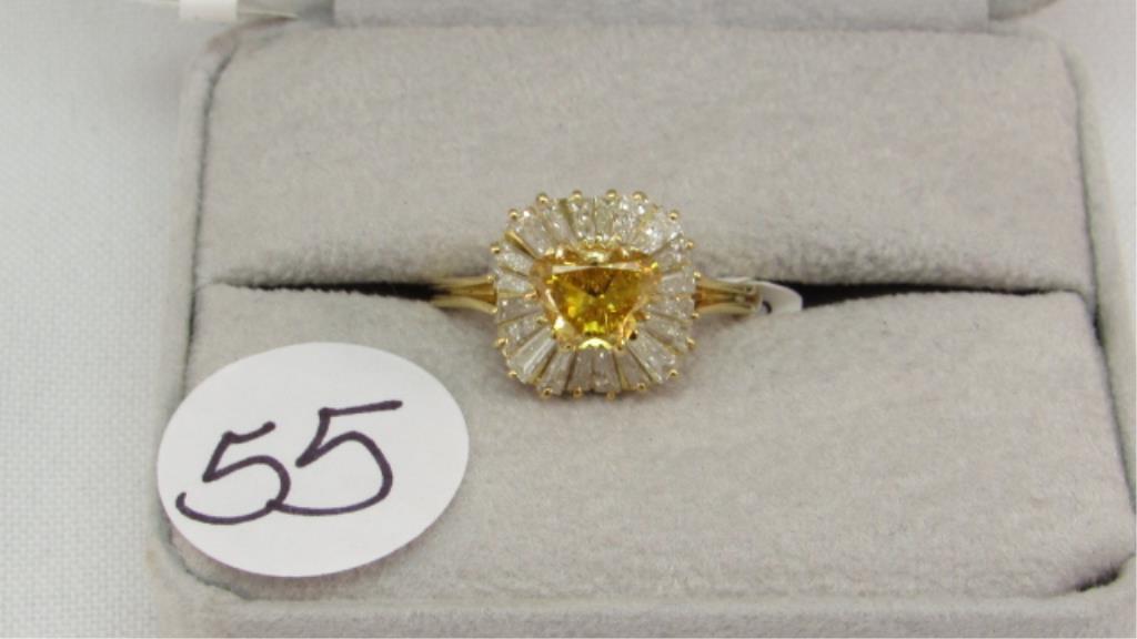 18K y/g 1.40ct Yellow Heart Shaped center