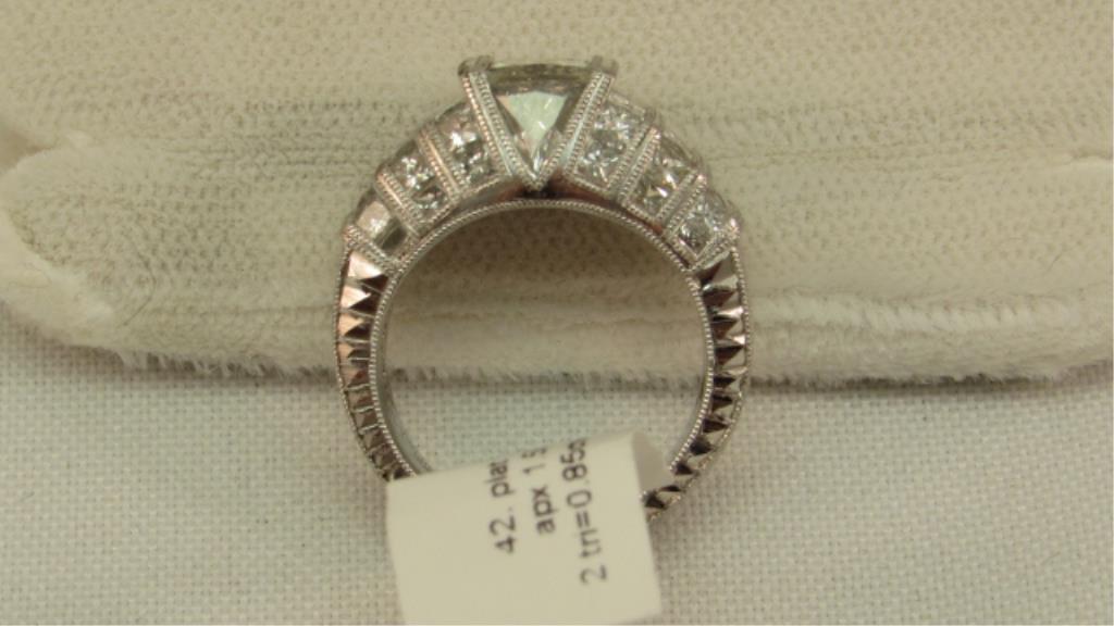 Platinum Estate Ring, 1.50ct Princess Cut Center