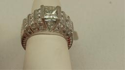 Platinum Estate Ring, 1.50ct Princess Cut Center