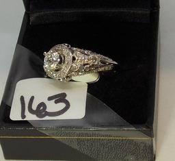 LADIES 14K W/G .75 CENTER DIAMOND 1.55CT T.W. DIAMOND RING  5.7GR