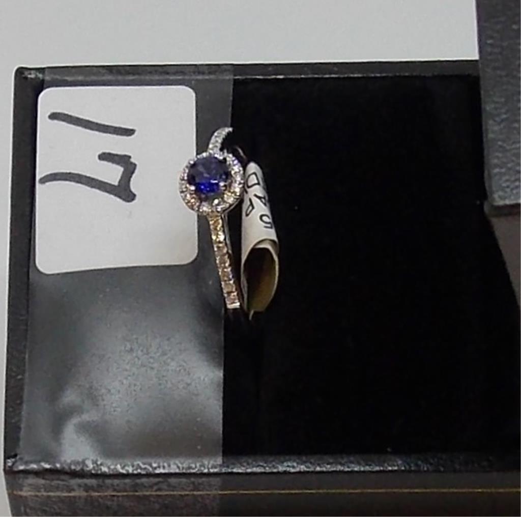 LADIES 14K W/G .33CT. SAPPHIRE .16CT T.W. DIAMOND .49CT T.W. GEM RING 2.1GR