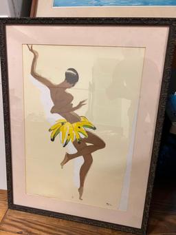 Le Tumulte Noir/Josephine Baker in a Banana Skirt - Framed Paul Colin Print