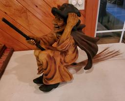 Witch On Broomstick Statue