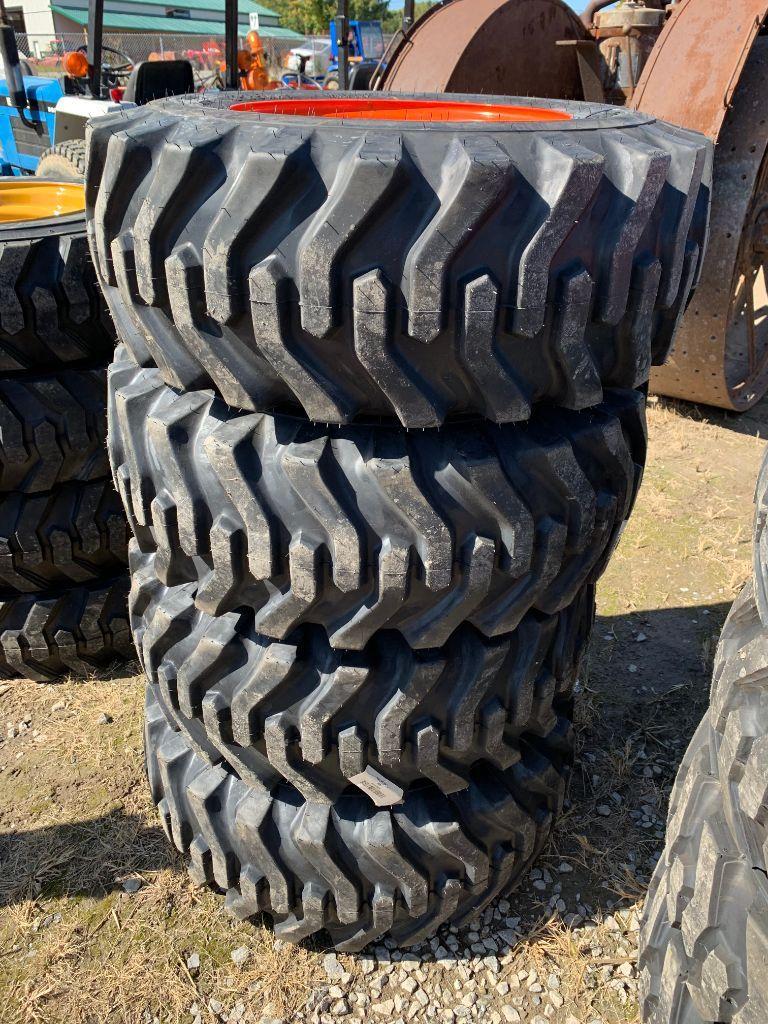 1854 Set of 4 new 12-16.5  Tires on Bobcat Rims