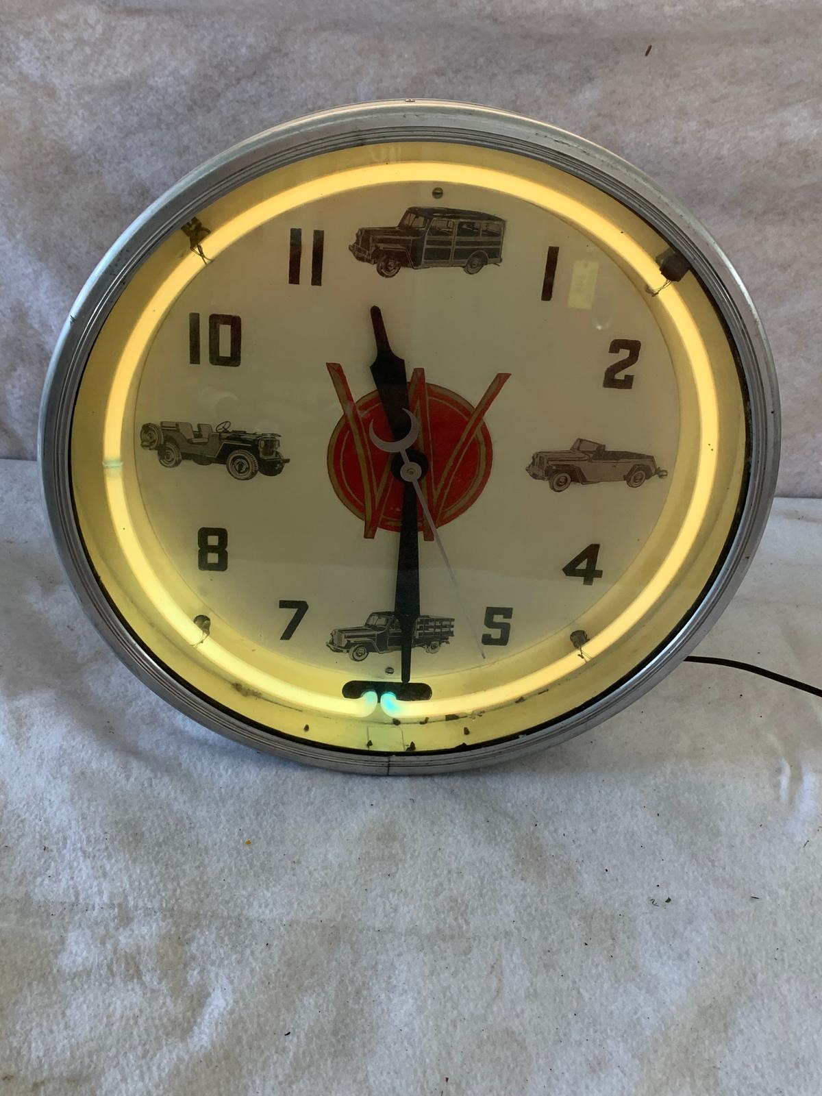 214 Neon Jeep Clock