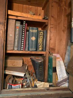 51 Wall Cabinet with Machinist Reference Books, Tools