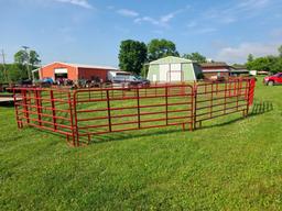 4627 (10) Red Cattle Corral Raised Panel Gates & Door