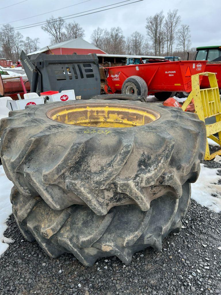 8304 Pair of 20.8/38 R&C Tires on Double Bevel Rims