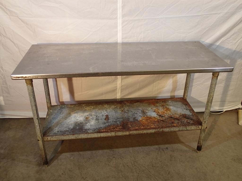 Stainless worktable - 60in L x 24in D - galvanized base