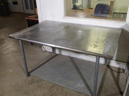 Work table - 60in x 40in stainless top - 31in H - galvanized base
