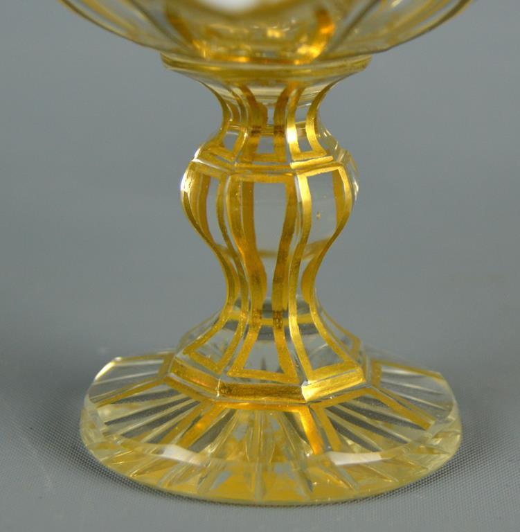 Fine Antique Hand Painted & Gilded Cut Crystal Compote