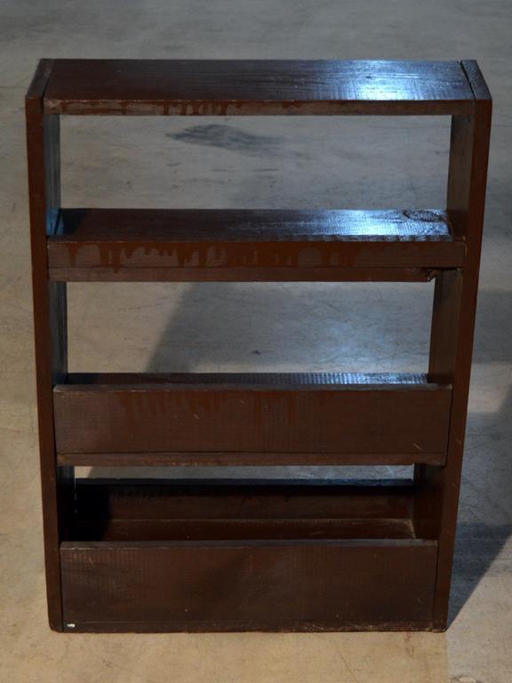 Vintage Pine Shelf Hutch, Painted Dark Brown