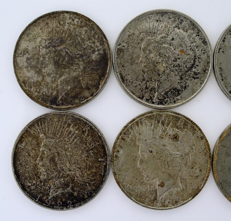 Lot of 112 Silver Dollars: 34 Morgan, 77 Peace, & 1 Eisenhower 1971-S, Conditions As Shown