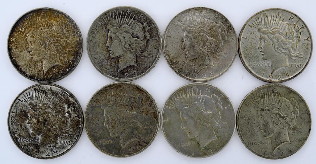 Lot of 112 Silver Dollars: 34 Morgan, 77 Peace, & 1 Eisenhower 1971-S, Conditions As Shown