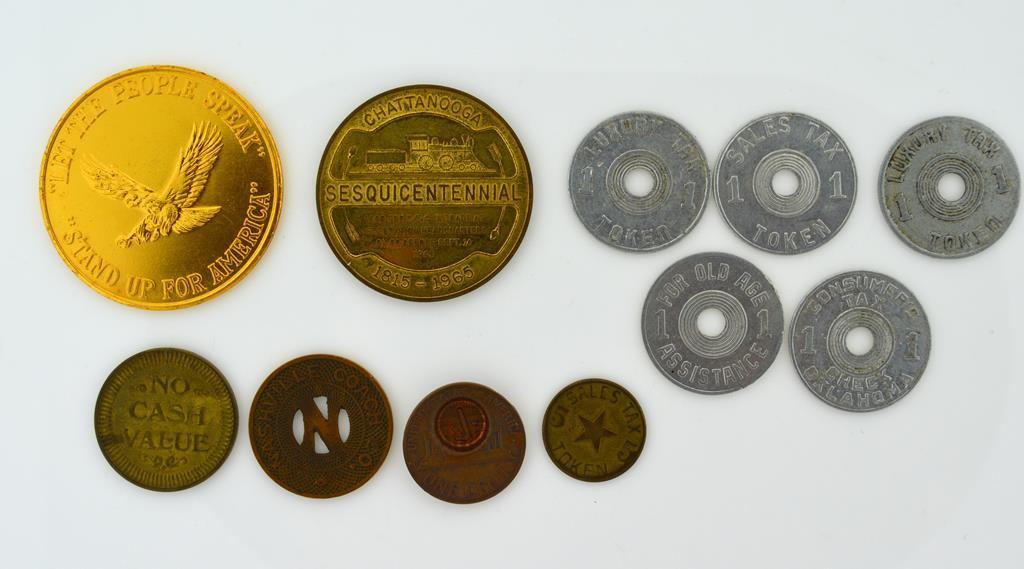 Lot of 11 Tokens, Condition As Shown