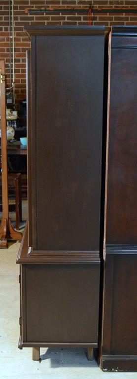 Vintage Mid-Century Modern Walnut China Cabinet, Painted Dark Brown