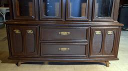 Vintage Mid-Century Modern Walnut China Cabinet, Painted Dark Brown