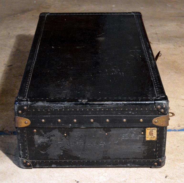 Antique French Malles Goyard Black Wardrobe / Steamer Trunk