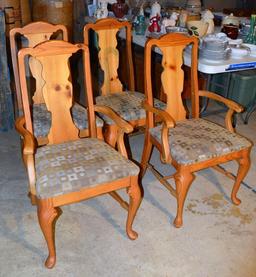 Set 4 Pulaski Furniture Light Cherry Wood Slip Seat Dining Chairs, 2 Master, 2 Side