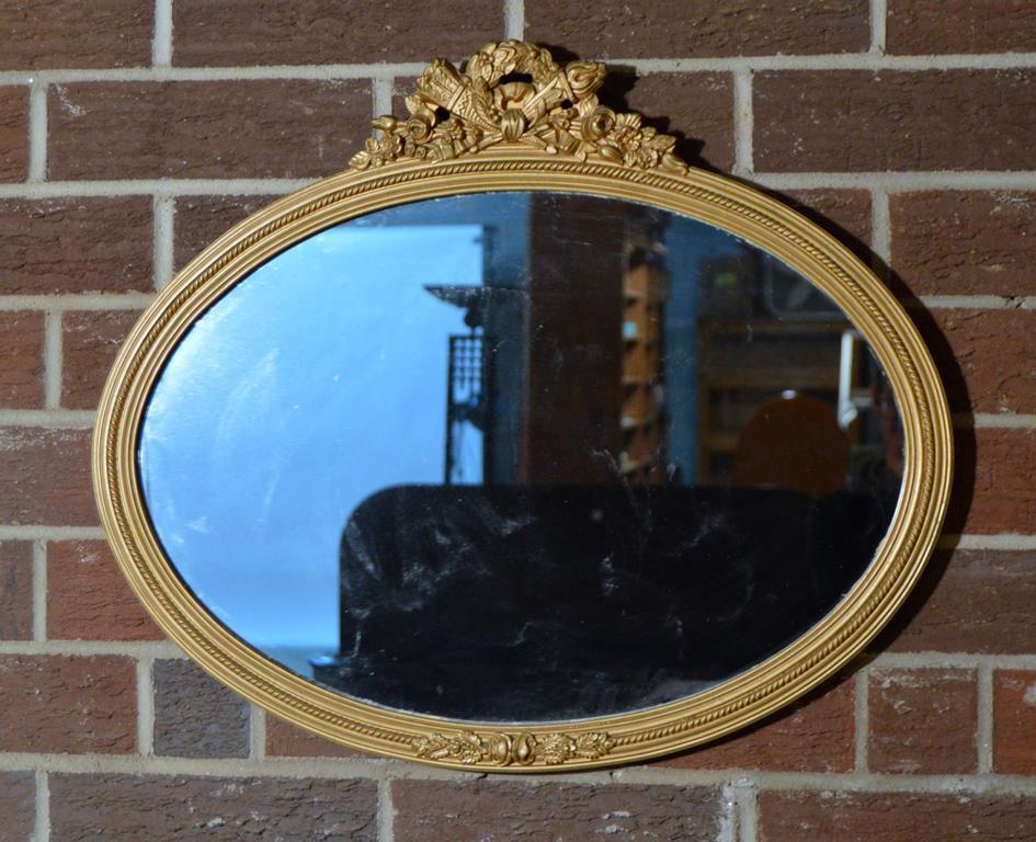 Oval Gilt Wood Frame Wall Mirror