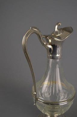 Vintage Etains Du Manoir Paris France Silver Plate Mounted Glass Wine Decanter