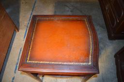 Mid 20th C. Mahogany Side Table w/ Inlaid Leather Top