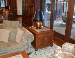 Fine Cherry End Table w/ Granite Inlay Top, 1 of 2