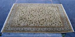 Fine 100% Wool Hand Knotted Indo-Persian Rug, 10 x 14.5', Beige, Ivory, Sage, Ochre