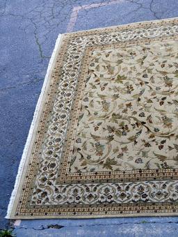 Fine 100% Wool Hand Knotted Indo-Persian Rug, 10 x 14.5', Beige, Ivory, Sage, Ochre