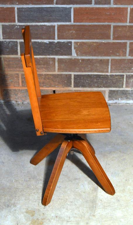 Vintage  Mid-20th C. Child's Rolltop Maple Desk w/ Swivel Adjustable Desk Chair