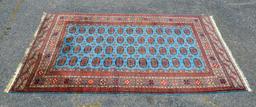 Fine 100% Wool Handknotted Pakistani Bokhara 6 x 9 Rug; Red, Navy, Blue & Ivory