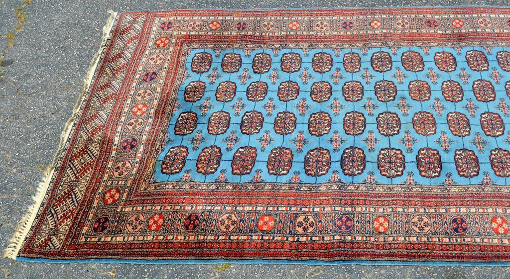 Fine 100% Wool Handknotted Pakistani Bokhara 6 x 9 Rug; Red, Navy, Blue & Ivory