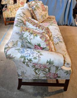 Hickory Chair Camelback Sofa, Floral Upholstery, 4 Matching Pillows