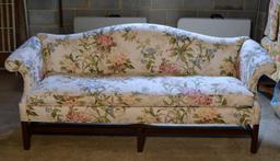 Hickory Chair Camelback Sofa, Floral Upholstery, 4 Matching Pillows