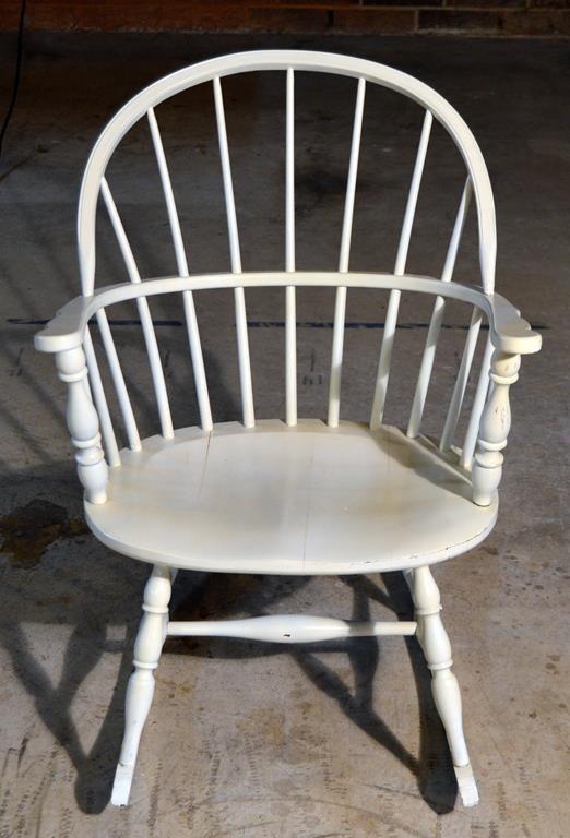 Vintage White Painted Wooden Windsor Rocker Rocking Chair