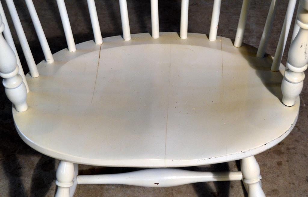 Vintage White Painted Wooden Windsor Rocker Rocking Chair