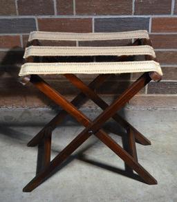 Antique Campaign Style Mahogany Folding Tray Table, Brass Corner Braces