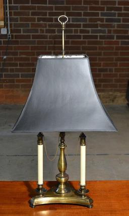 Vintage Antiqued Brass Two-Light Table Lamp