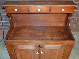 Antique 19th C. Primitive Pine Dry Sink, 3 Top Drawers