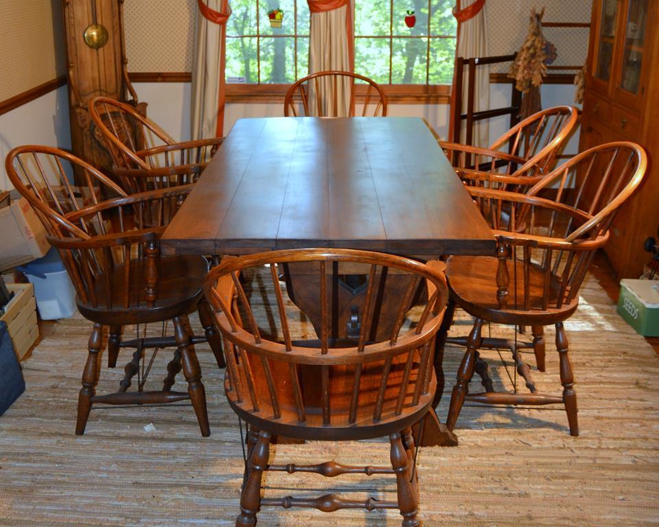 Vintage Trestle Dining Table (pairs with lot 15 chairs)