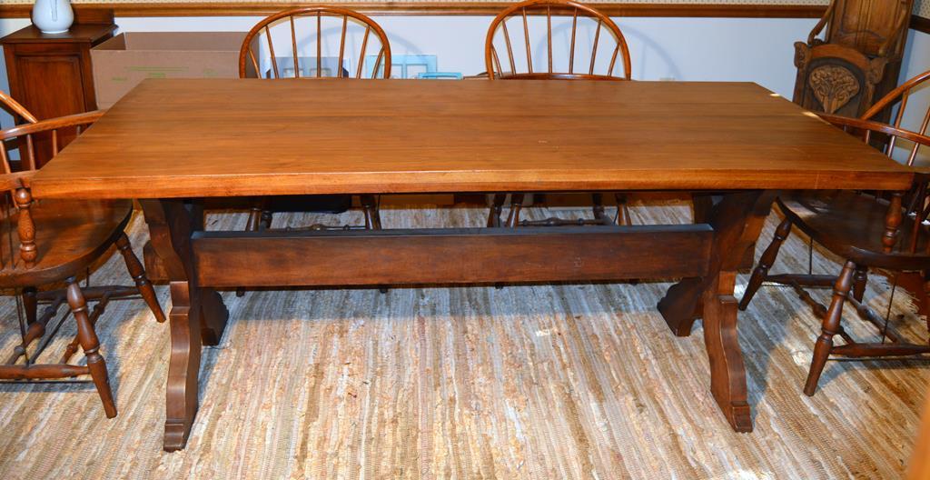 Vintage Trestle Dining Table (pairs with lot 15 chairs)