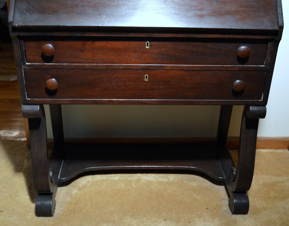 Antique Empire Style Mahogany Secretary Desk w/ Hutch